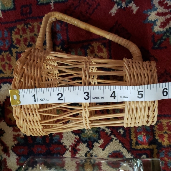 ❤ VINTAGE | Boho Wicker Handled Drinking Glass Holders & Glasses - Set of 2 - Picture 8 of 11